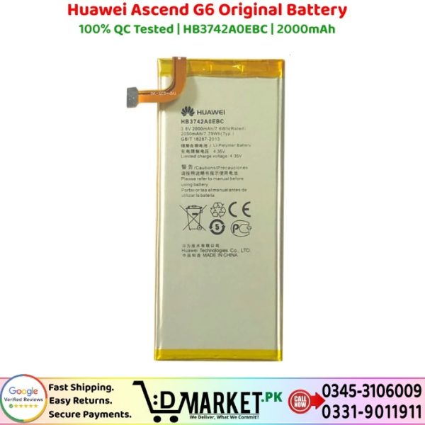 Huawei Ascend G6 Original Battery Price In Pakistan