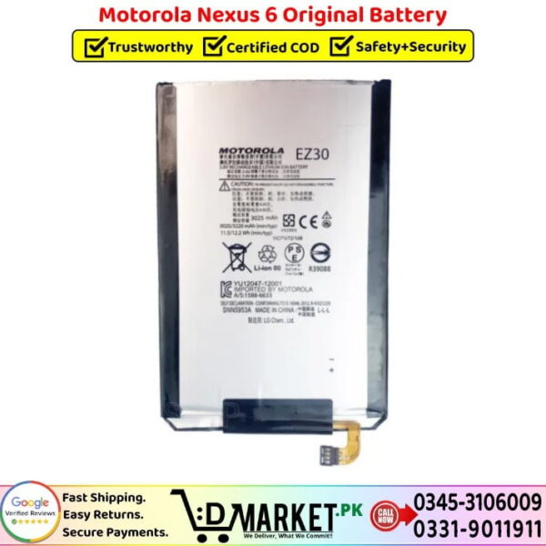 Motorola Nexus 6 Original Battery Price In Pakistan
