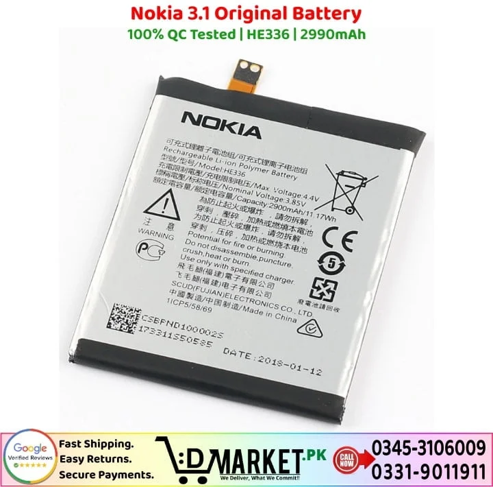 Nokia 3.1 Original Battery Price In Pakistan