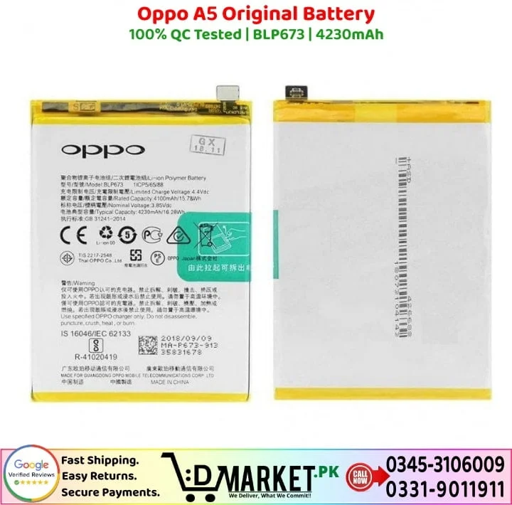 Oppo A5 Original Battery Price In Pakistan