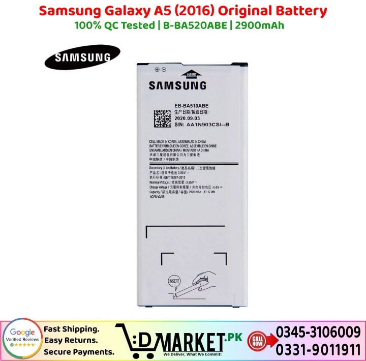 Samsung Galaxy A5 2016 Original Battery Price In Pakistan