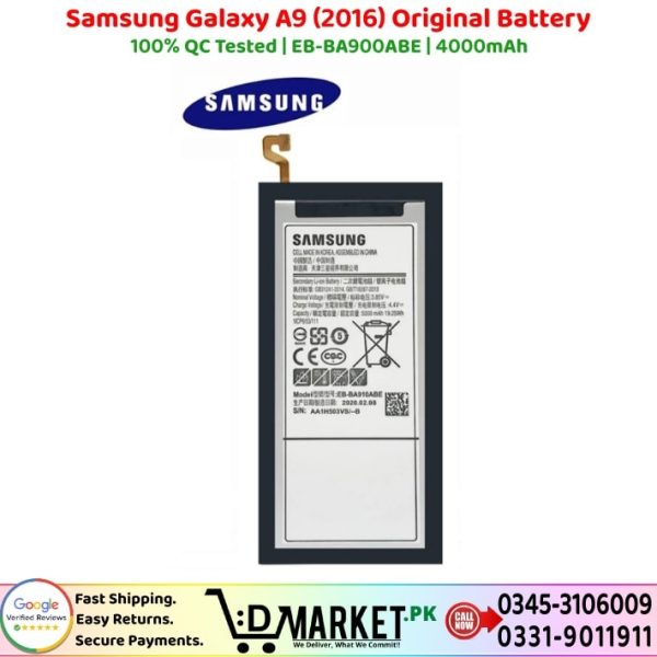 Samsung Galaxy A9 2016 Original Battery Price In Pakistan