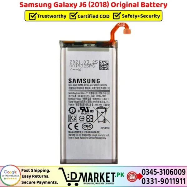 Samsung Galaxy J6 Original Battery Price In Pakistan