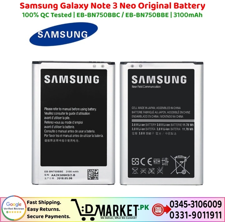Samsung Galaxy Note 3 Neo Original Battery Price In Pakistan