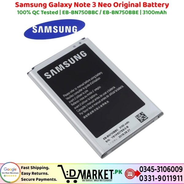 Samsung Galaxy Note 3 Neo Original Battery Price In Pakistan