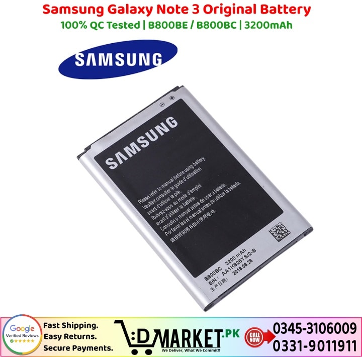 Samsung Galaxy Note 3 Original Battery Price In Pakistan