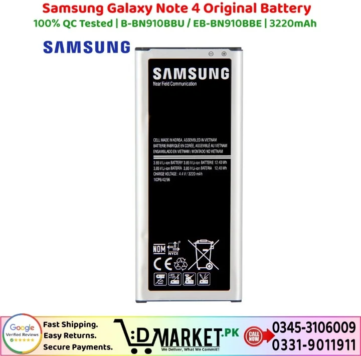 Samsung Galaxy Note 4 Original Battery Price In Pakistan