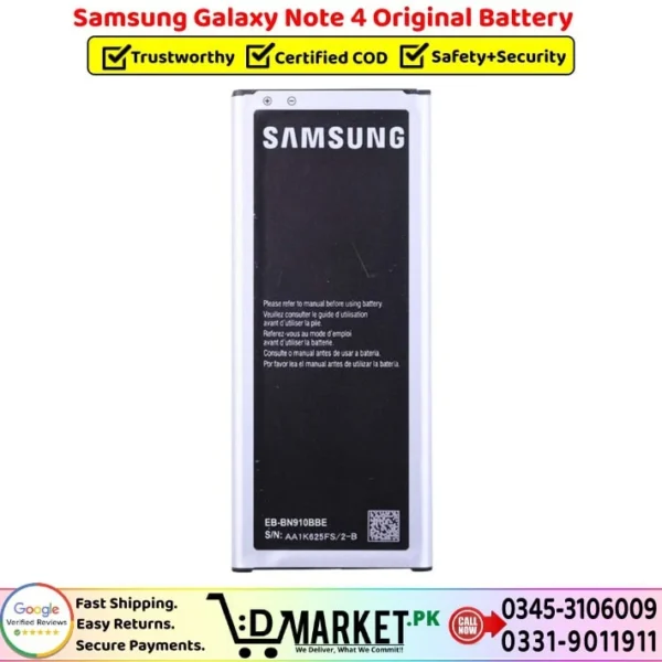 Samsung Galaxy Note 4 Original Battery Price In Pakistan