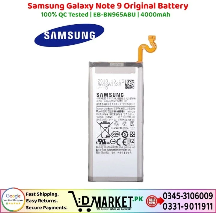 Samsung Galaxy Note 9 Original Battery Price In Pakistan