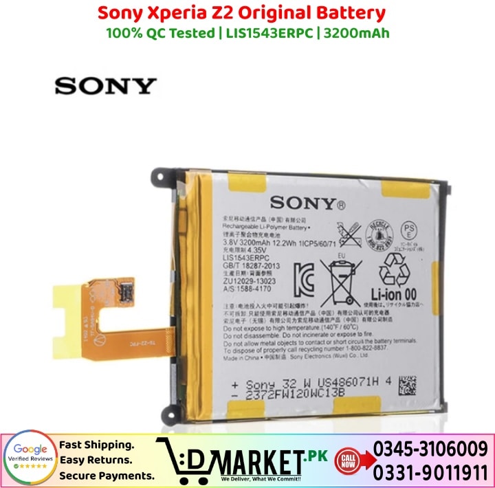Sony Xperia Z2 Original Battery Price In Pakistan