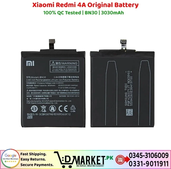 Xiaomi Redmi 4A Original Battery Price In Pakistan