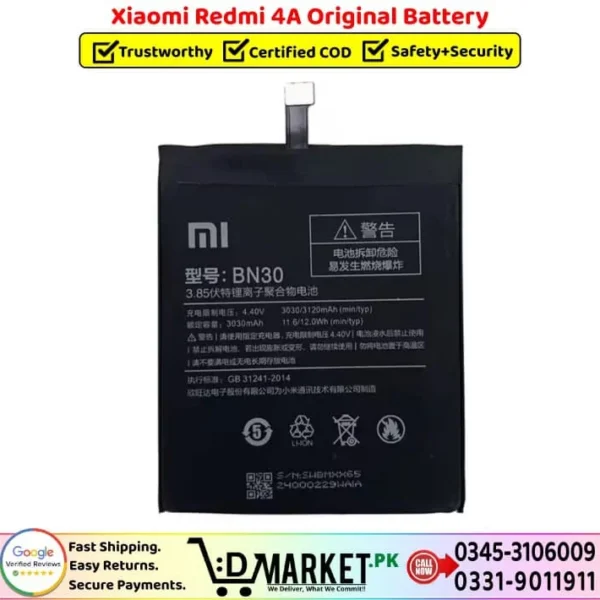 Xiaomi Redmi 4A Original Battery Price In Pakistan
