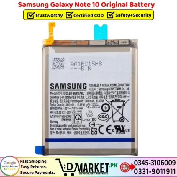 Samsung Galaxy Note 10 Original Battery Price In Pakistan