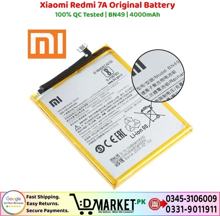 Xiaomi Redmi 7A Original Battery Price In Pakistan