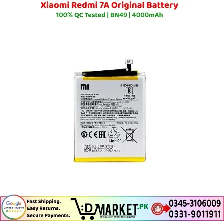 Xiaomi Redmi 7A Original Battery Price In Pakistan
