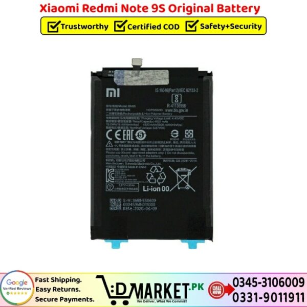 Xiaomi Redmi Note 9S Original Battery Price In Pakistan