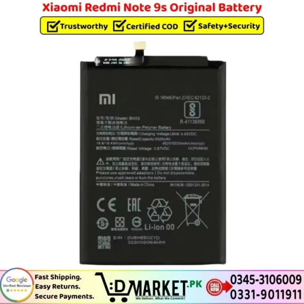 Xiaomi Redmi Note 9s Original Battery Price In Pakistan