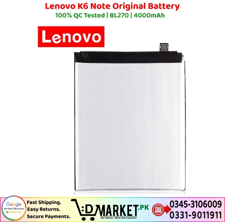 Lenovo K6 Note Original Battery Price In Pakistan