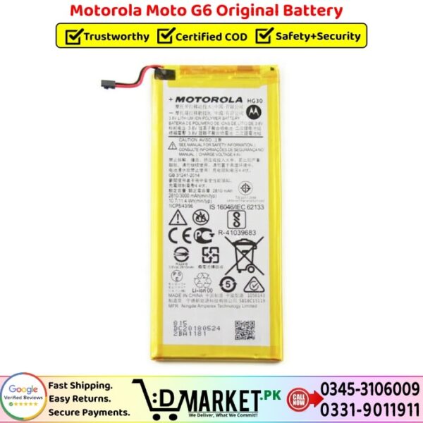 Motorola Moto G6 Original Battery Price In Pakistan