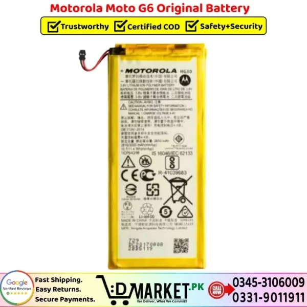 Motorola Moto G6 Original Battery Price In Pakistan