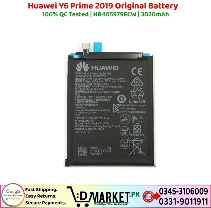 Huawei Y6 Prime 2019 Original Battery Price In Pakistan