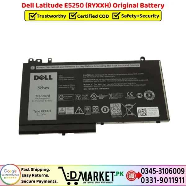 Dell Latitude E5250 RYXXH Original Battery Price In Pakistan