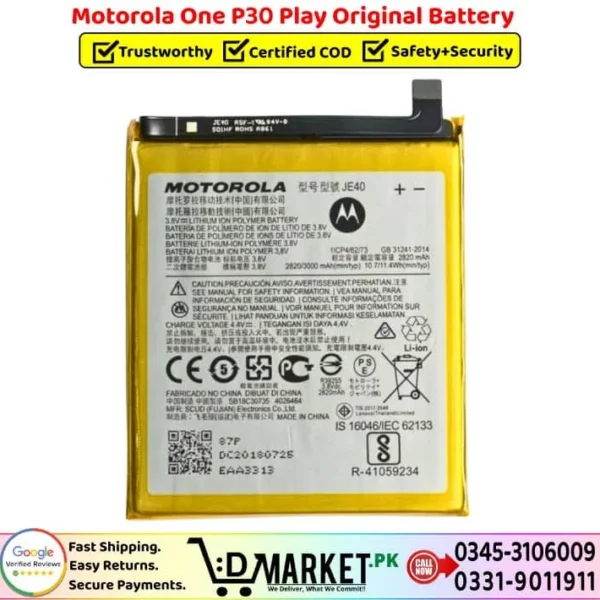 Motorola One P30 Play Original Battery Price In Pakistan