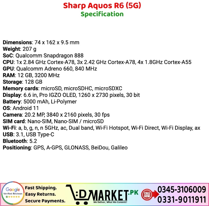 Sharp Aquos R6 5G Specification