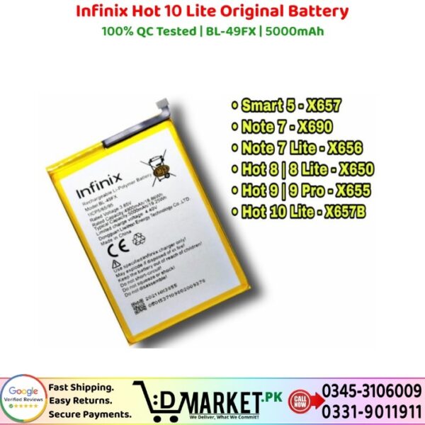 Infinix Hot 10 Lite Original Battery Price In Pakistan