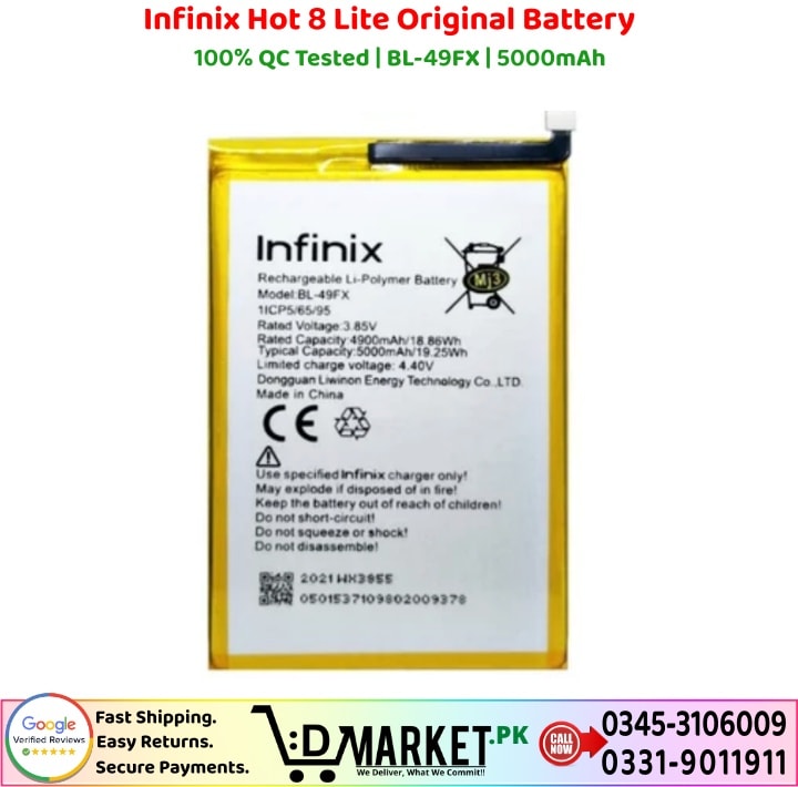 Infinix Hot 8 Lite Original Battery Price In Pakistan