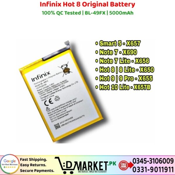 Infinix Hot 8 Original Battery Price In Pakistan