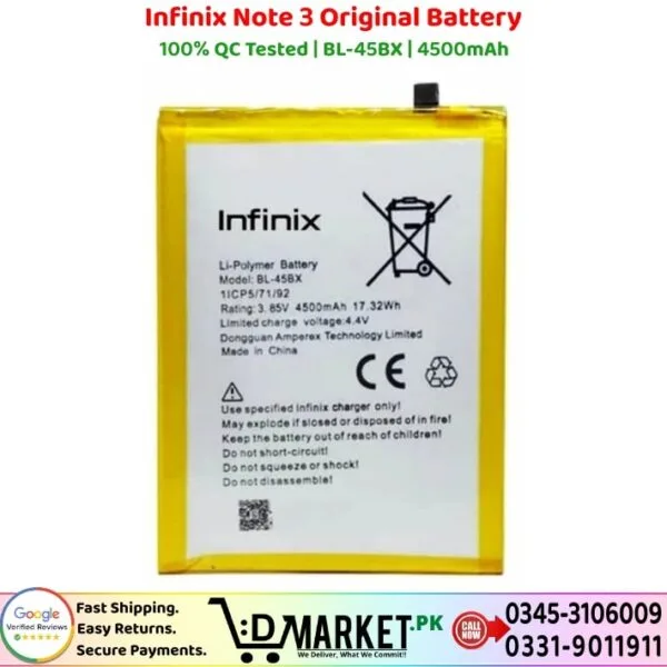 Infinix Note 3 Original Battery Price In Pakistan