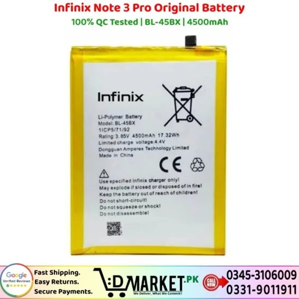 Infinix Note 3 Pro Original Battery Price In Pakistan