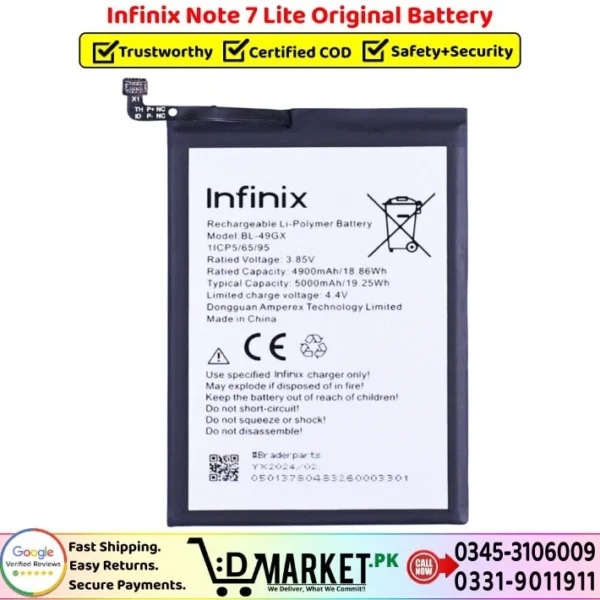 Infinix Note 7 Lite Original Battery Price In Pakistan