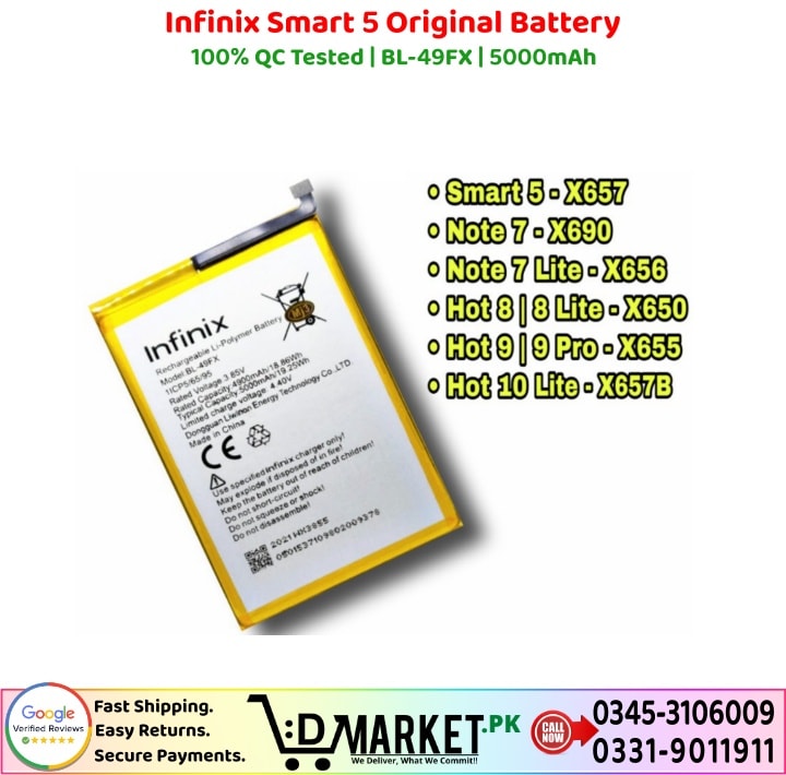 Infinix Smart 5 Original Battery Price In Pakistan