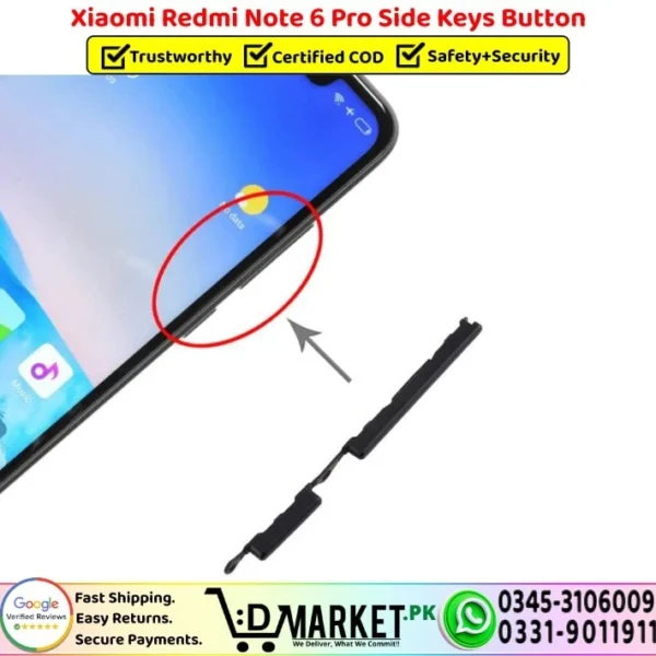 Xiaomi Redmi Note 6 Pro Side Keys Button - Power Volume Button Replacement - DMarket.Pk