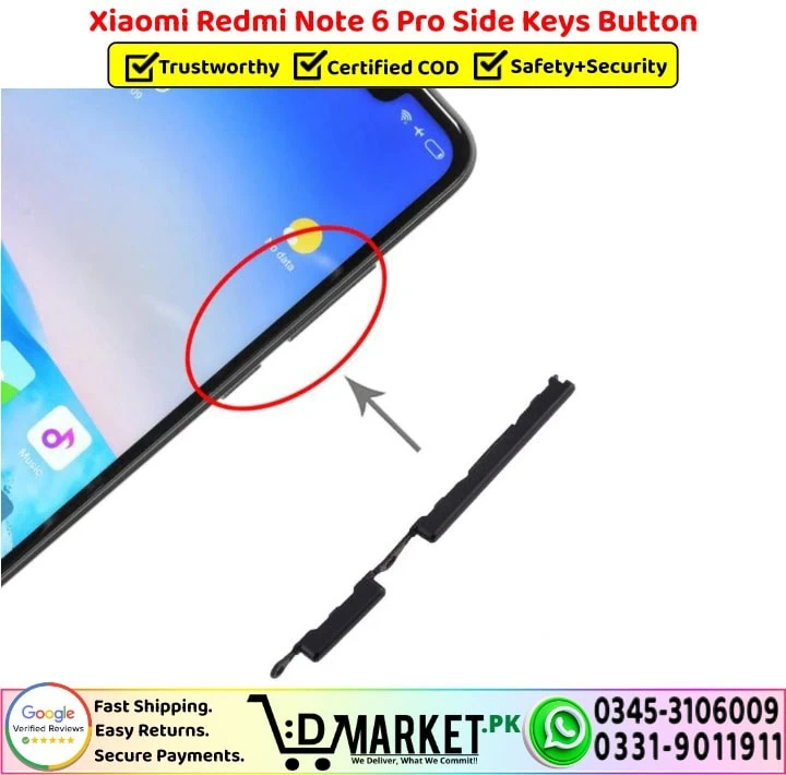 Xiaomi Redmi Note 6 Pro Side Keys Button - Power Volume Button Replacement - DMarket.Pk Xiaomi Redmi Note 6 Pro Side Keys Button - Power Volume Button Replacement - DMarket.Pk