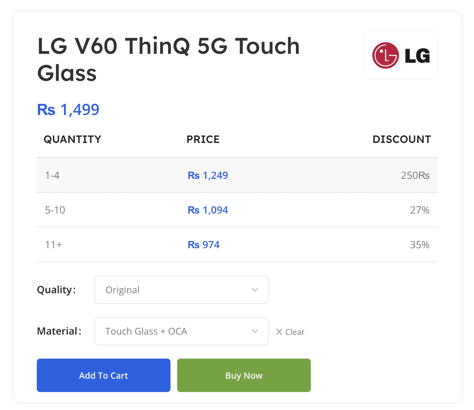 LG V60 Touch OCA Glass Discount