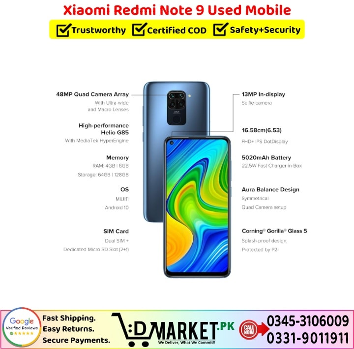Xiaomi Redmi Note 9 Used Price In Pakistan