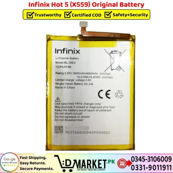 Infinix Hot 5 X559 Original Battery Price In Pakistan