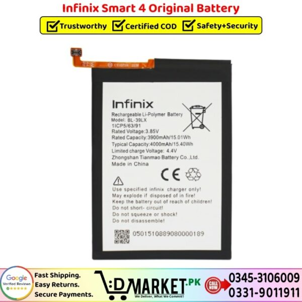 Infinix Smart 4 Original Battery Price In Pakistan