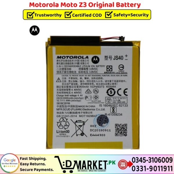 Motorola Moto Z3 Original Battery Price In Pakistan