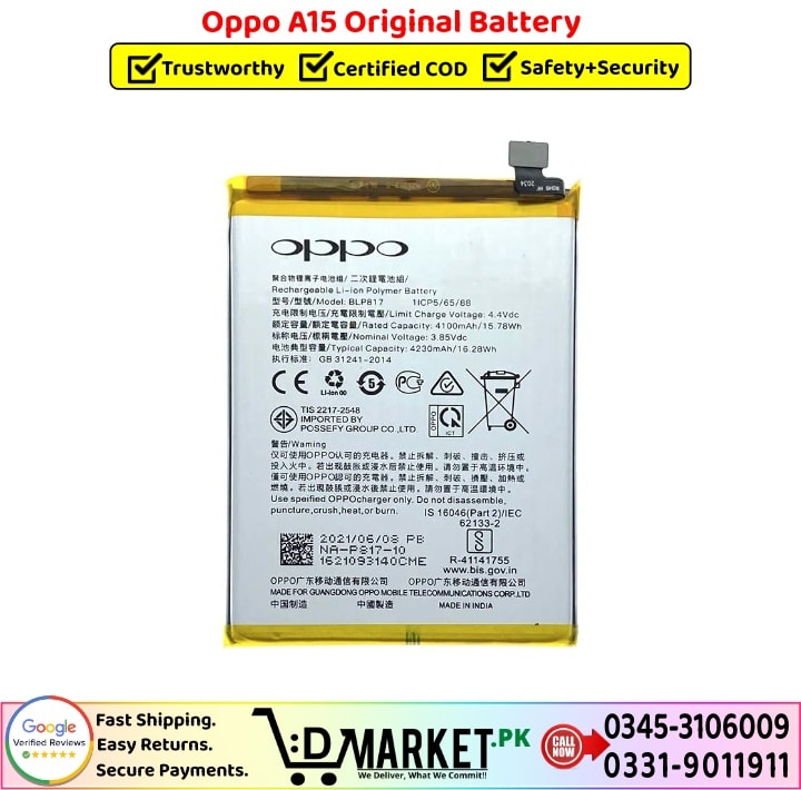 Oppo A15 Original Battery Price In Pakistan