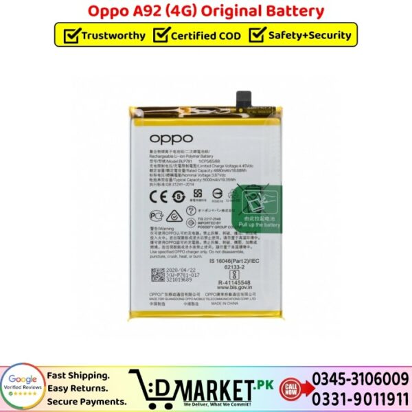 Oppo A92 Original Battery Price In Pakistan