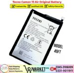 Tecno Camon 15 Air Original Battery Price In Pakistan