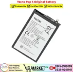 Tecno Pop 4 Original Battery Price In Pakistan