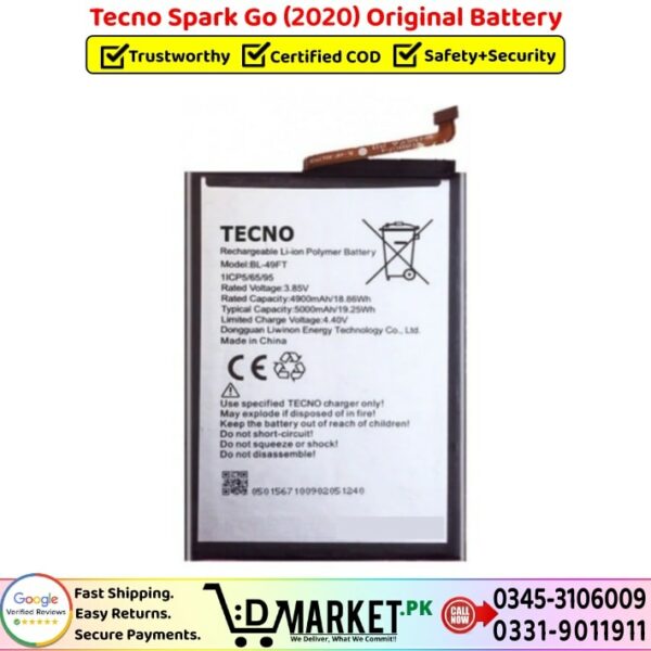 Tecno Spark Go 2020 Original Battery Price In Pakistan