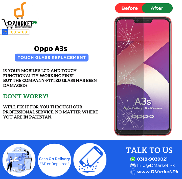 Oppo A3s Touch Glass Repair Cost