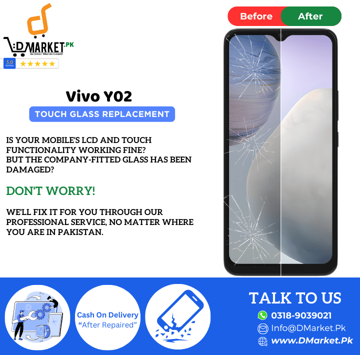 Vivo Y02 Touch Glass Repair Cost