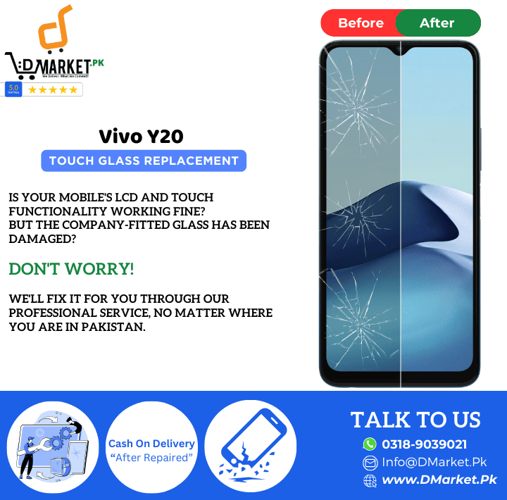 Vivo Y20 Touch Glass Repair Cost